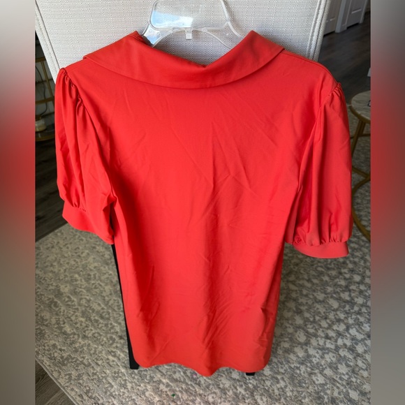 Jude Connally Emerson Puff-Sleeve V-Neck Shift Dress, Coral Red, S, Like New - Picture 6 of 7